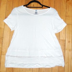 White Cotton T-shirt with Lace Trim